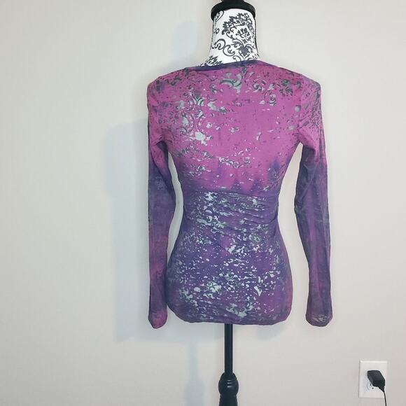 Maurices small womens thin long sleeve purple tie-dye top - Picture 4 of 10